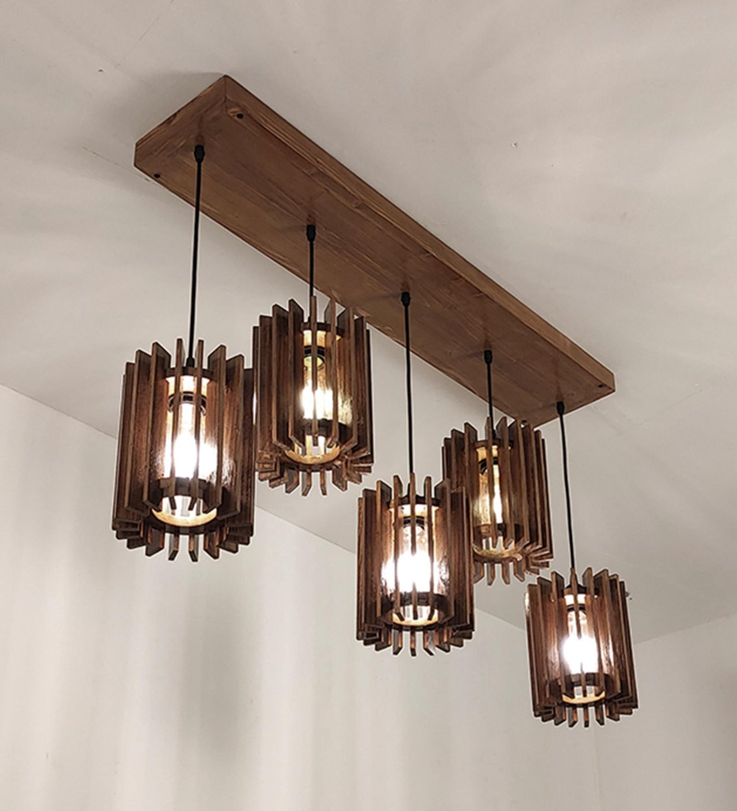 Dive Brown Wooden 5 Series Hanging Lamp