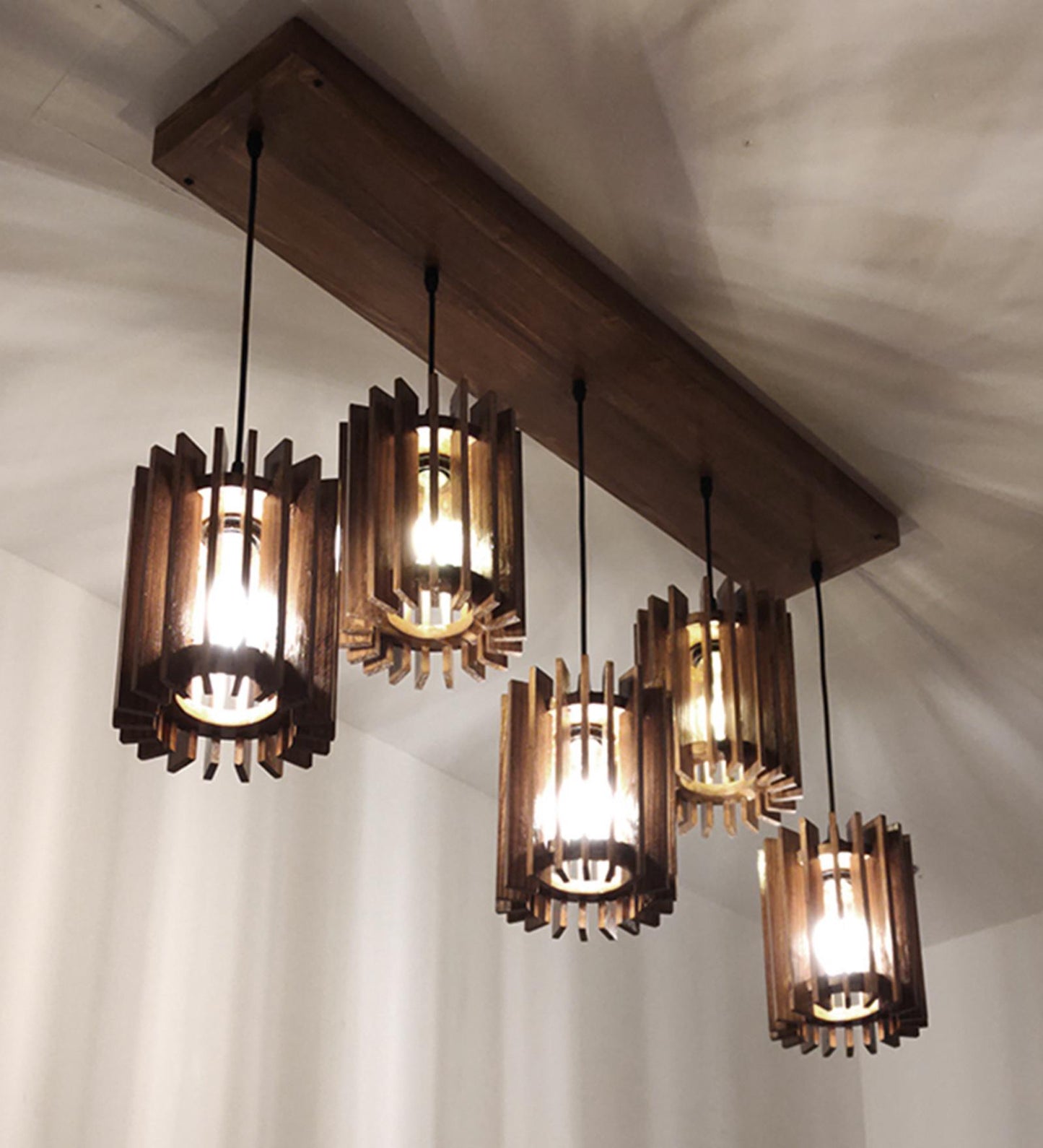 Dive Brown Wooden 5 Series Hanging Lamp