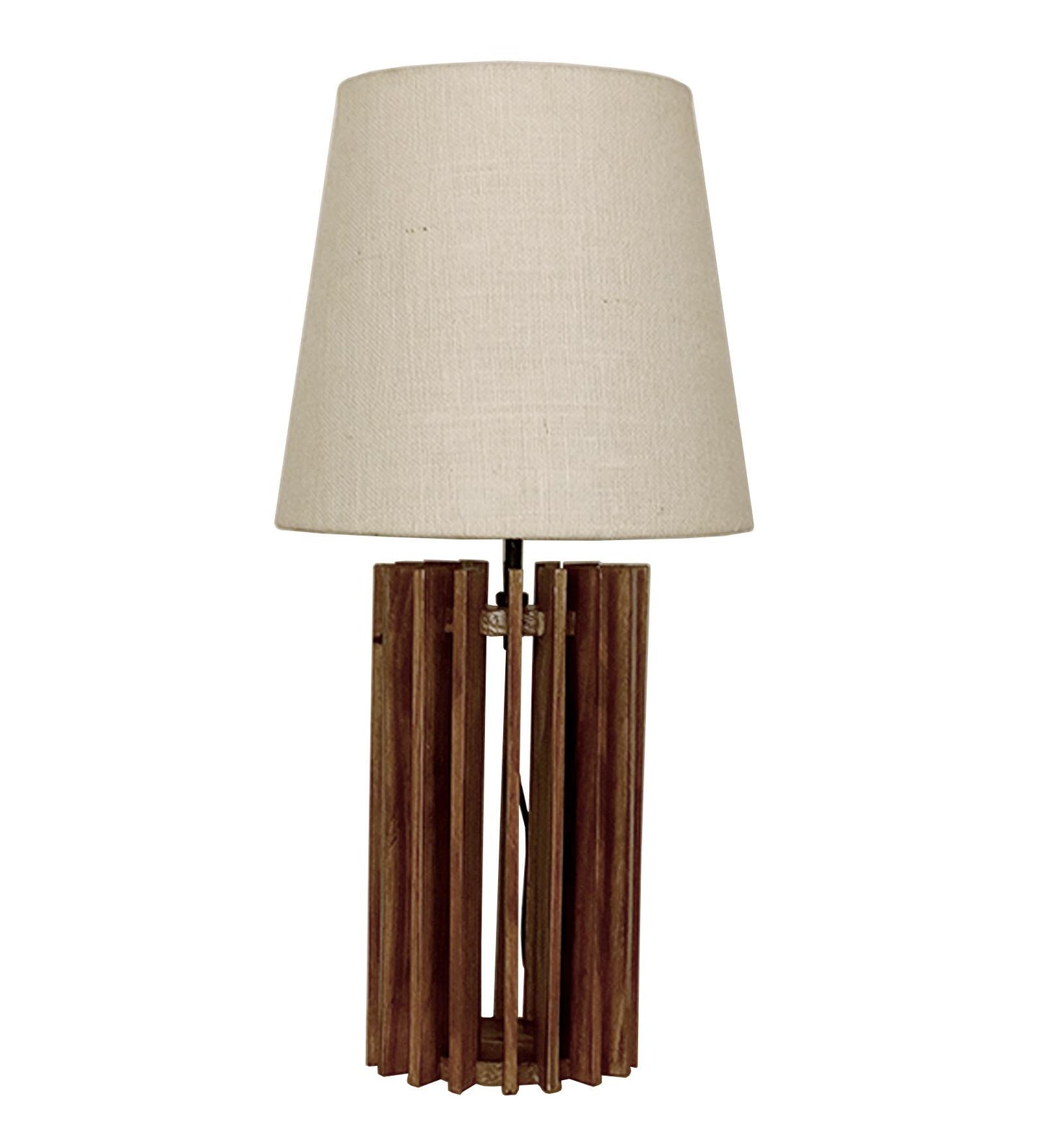 Dive Brown Wooden Table Lamp with Jute Lampshade