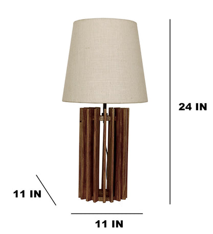 Dive Brown Wooden Table Lamp with Jute Lampshade