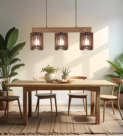 Dive Brown & Beige Wooden 3 Series Hanging Lamp