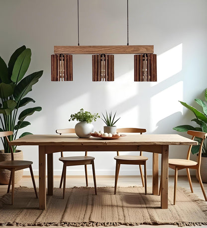 Dive Brown & Beige Wooden 3 Series Hanging Lamp