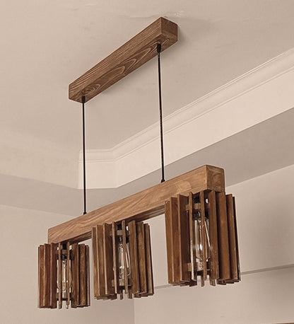 Dive Brown & Beige Wooden 3 Series Hanging Lamp