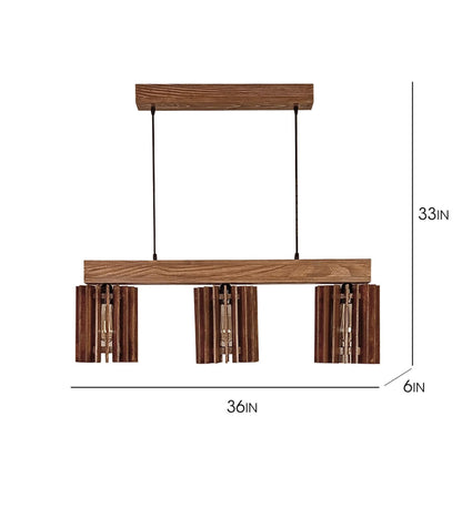 Dive Brown & Beige Wooden 3 Series Hanging Lamp