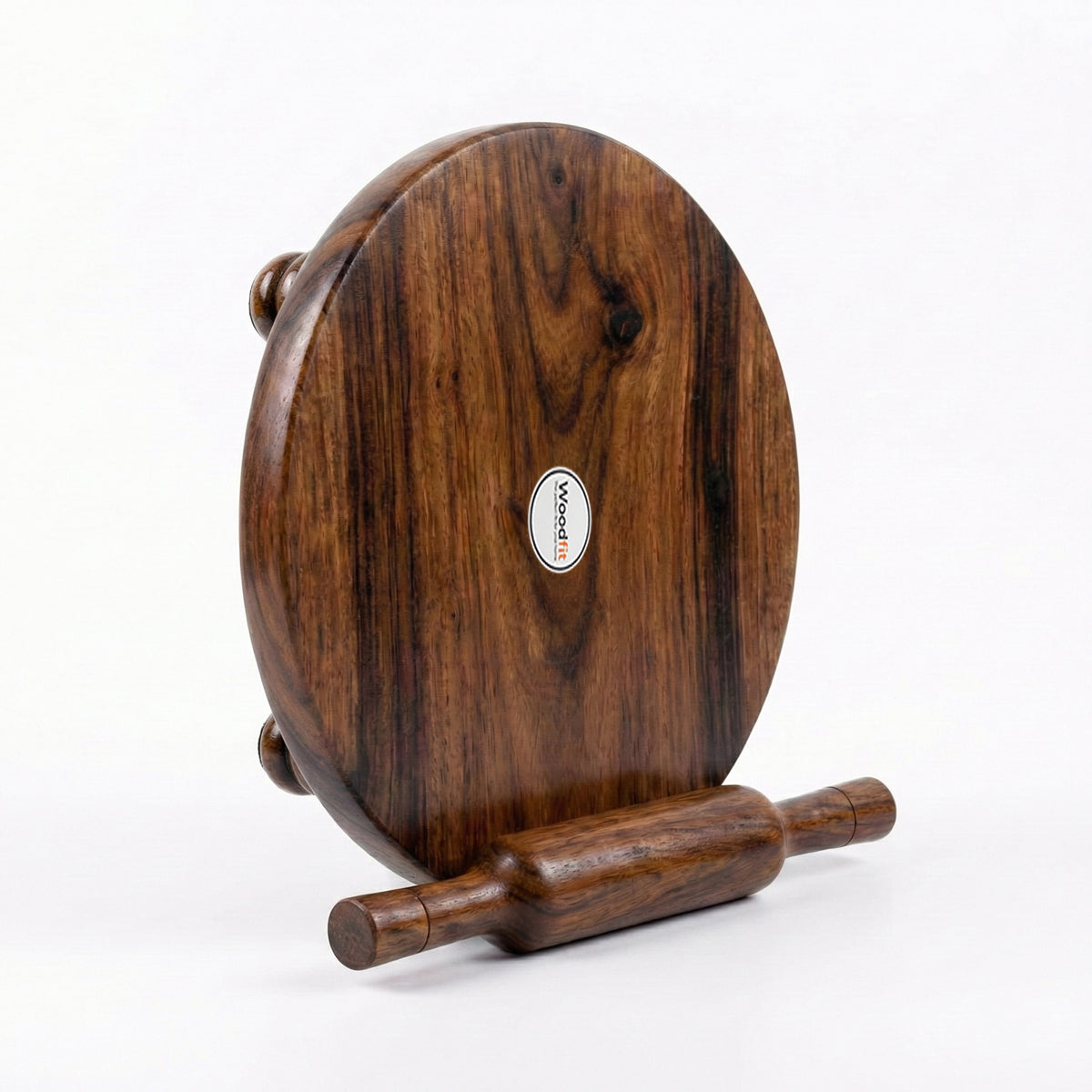Woodfit Premium Handcrafted Solid Sheesham Wood Chakla Belan Set (9-inch Diameter)