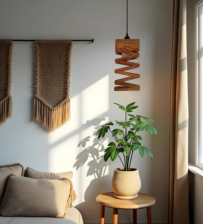 Bliss Brown Wooden Single Hanging Lamp