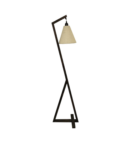 Play Wooden Floor Lamp with Brown Base and Beige Fabric Lampshade