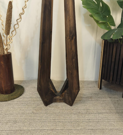 Mind Wooden Floor Lamp with Brown Base and Jute Fabric Lampshade