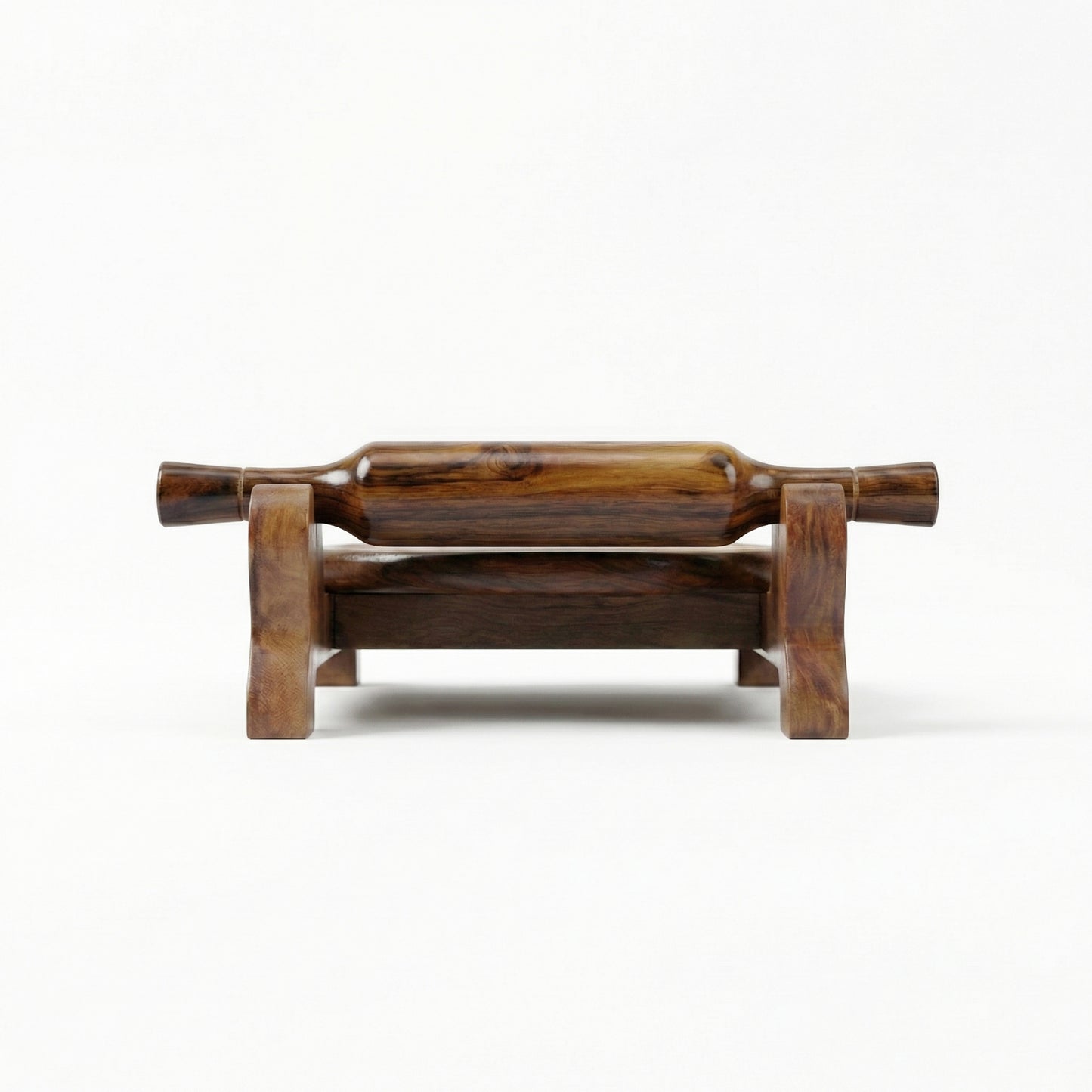 Woodfit Handcrafted Solid Sheesham Wood Chakla Belan Set with Integrated Storage Stand
