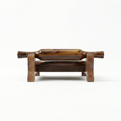 Woodfit Handcrafted Solid Sheesham Wood Chakla Belan Set with Integrated Storage Stand